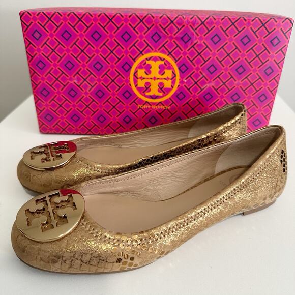 Tory Burch Shoes - NIB Tory Burch Reva Ballet Flats Metallic Cobra Size 6.5 Bronze NEW